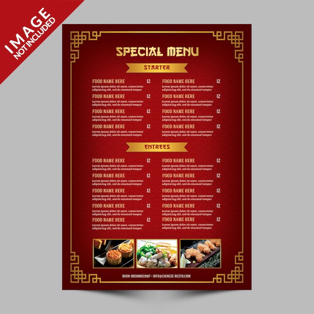 Premium PSD | Chinese resto menu template