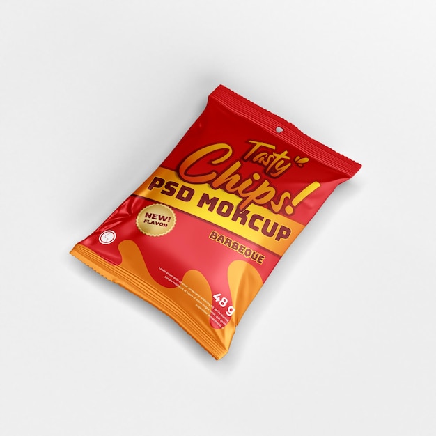 Download Premium Psd Chip Snack Matte Doff Plastic Foil Bag Product Food Package Laying Mockup Front View