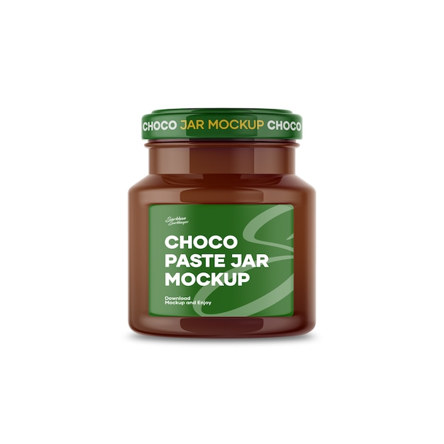 Choco paste jar mockup PSD file | Premium Download