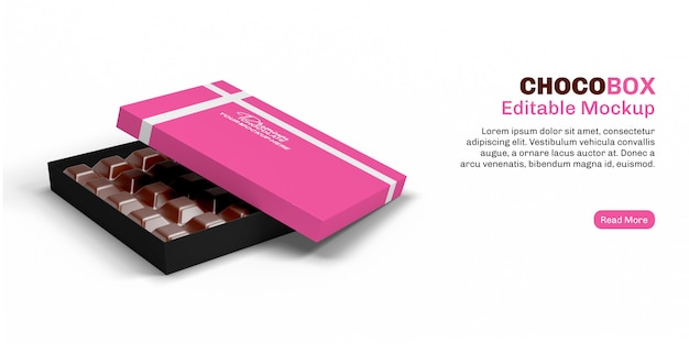 Download Chocolate box mockup on banner | Premium PSD File