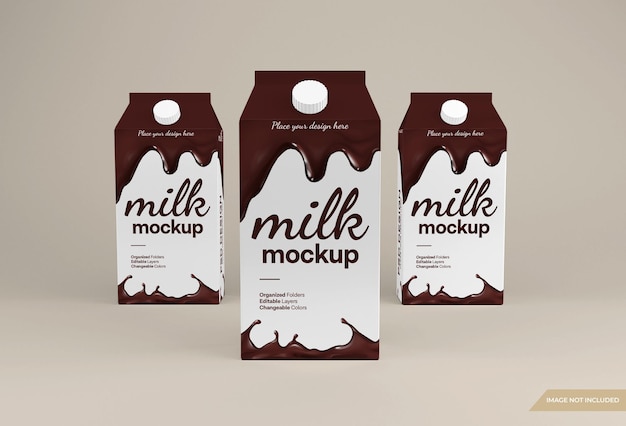 Download Premium Psd Chocolate Milk Box Packaging Mockup Design