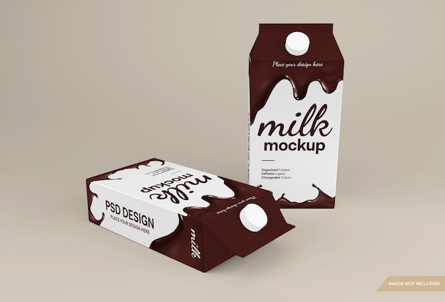 Download Premium Psd Chocolate Milk Box Packaging Mockup Design