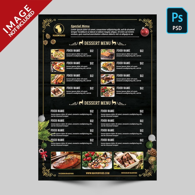 Christmas book menu side 02 template | Premium PSD File