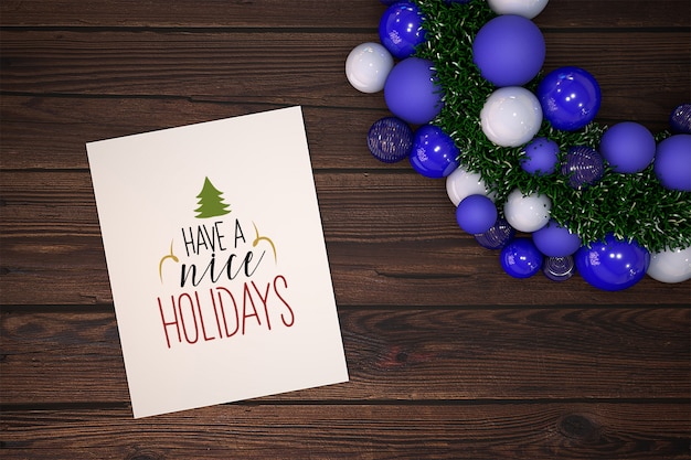 Download Christmas card mockup with ornament | Free PSD File