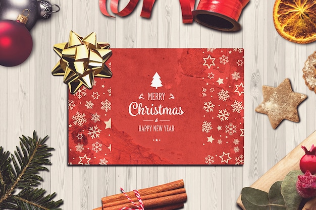 Premium PSD | Christmas card mockup