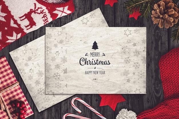 Premium PSD | Christmas card mockup