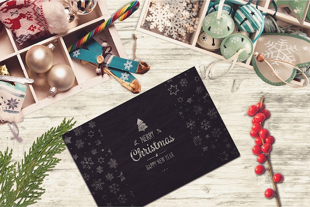 Premium PSD | Christmas card mockup