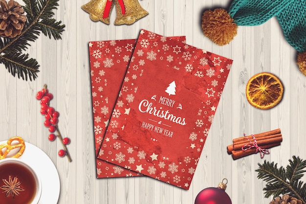 Download Christmas card mockup PSD file | Premium Download