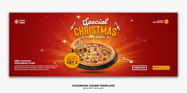 Christmas facebook cover banner template for restaurant fastfood menu Premium Psd