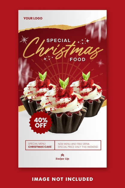 Premium psd christmas food menu social media post instagram stories 