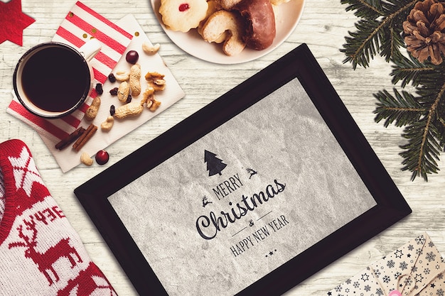 Christmas frame mockup | Premium PSD File