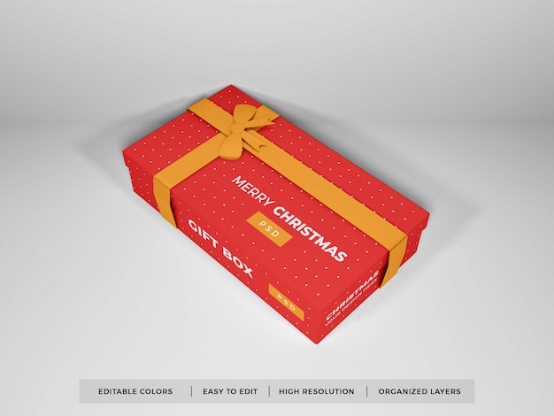 Download Premium PSD | Christmas gift box with ribbon mockup isolated
