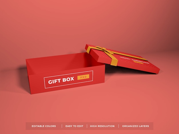 Download Premium PSD | Christmas gift box with ribbon mockup isolated