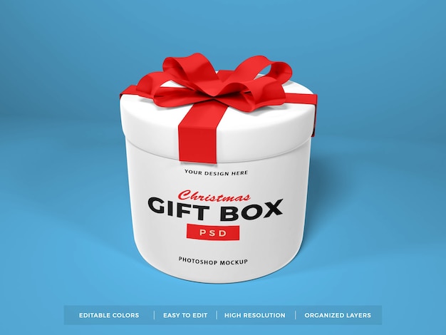 Download Premium PSD | Christmas gift box with ribbon mockup