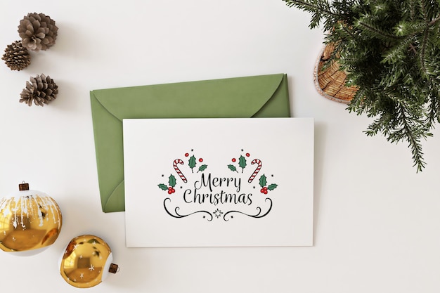 Premium PSD | Christmas greeting card mockup and envelope with white ...