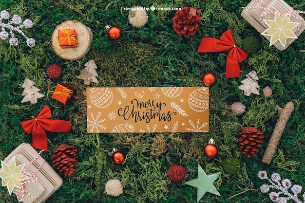 Download Christmas mockup with banner PSD file | Free Download