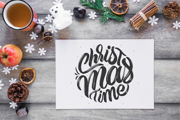 Download Free Psd Christmas Mockup With Cover Or Letter