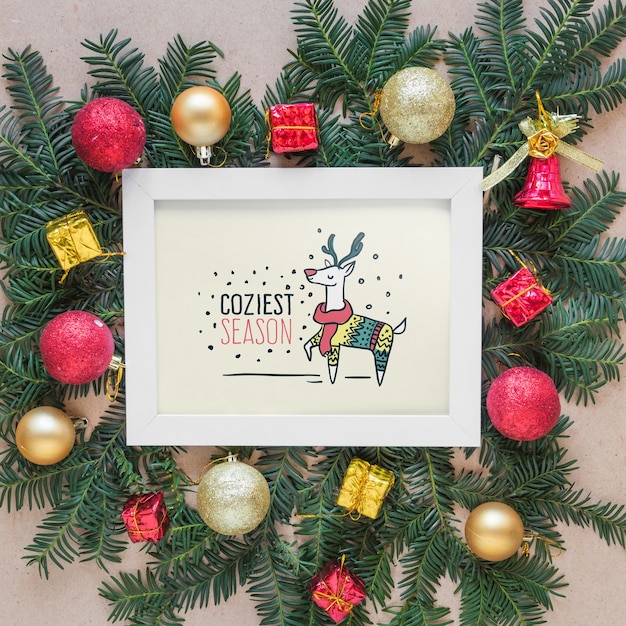 Christmas mockup with frame PSD file | Free Download
