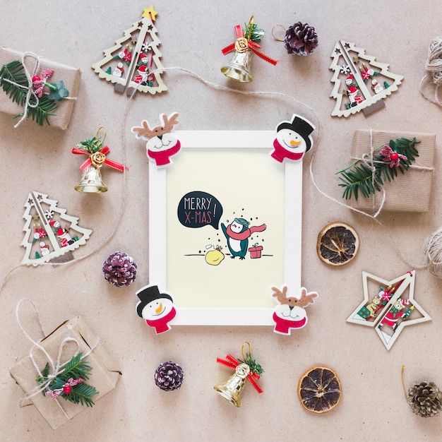 Download Christmas mockup with frame PSD file | Free Download