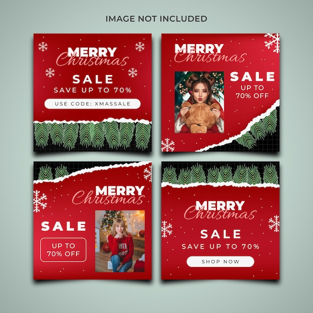 Premium PSD Christmas social media post template collection