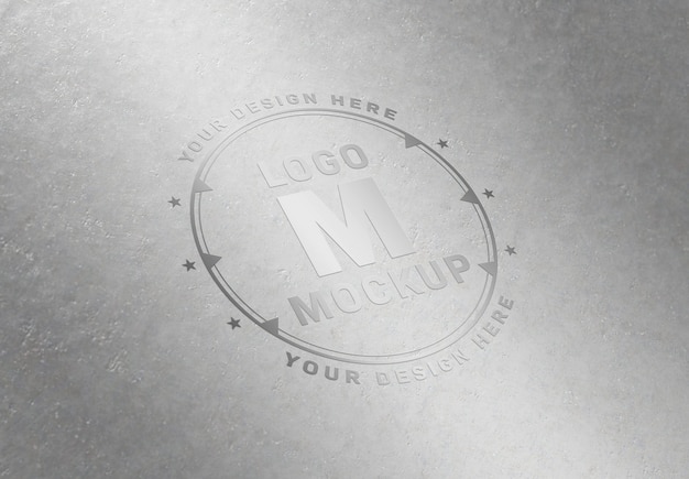 Download Premium Psd Chrome Logo Mockup On Metal Plate
