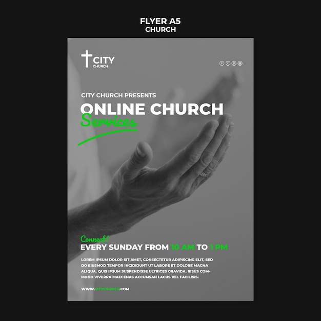 Download Free PSD | Church flyer with online services