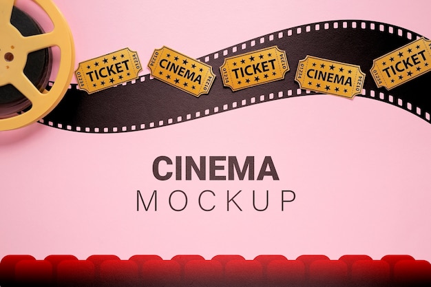 Download Free PSD | Cinema mockup with movie tickets