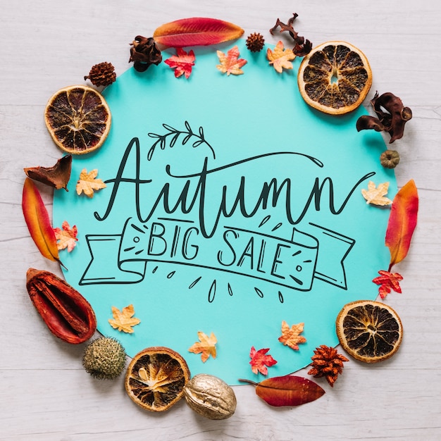 Circular autumn mockup PSD Template