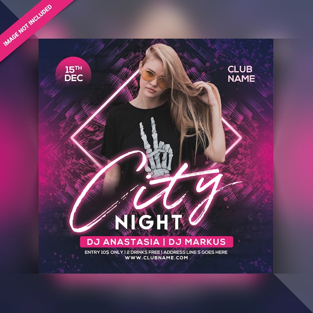 Premium Psd City Night Party Flyer