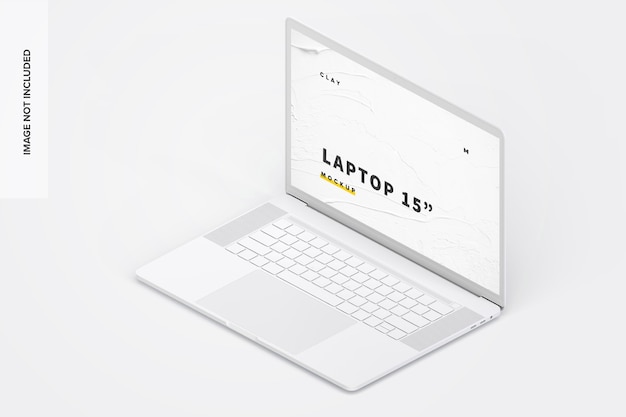 Premium PSD | Clay laptop right isometric view mockup