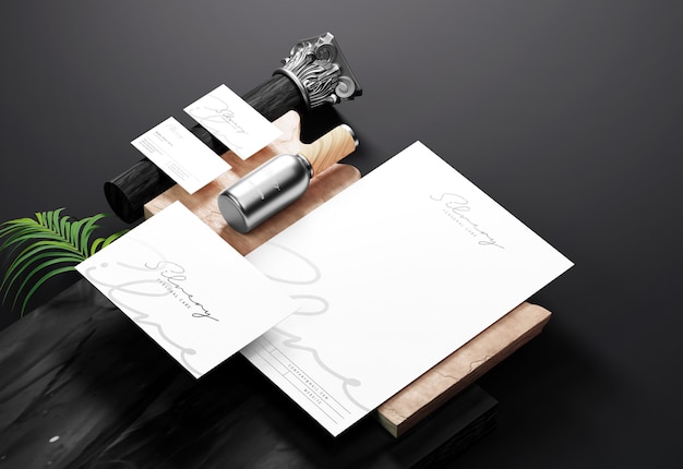 Download Clean brand identity and stationery mockup with silver ...