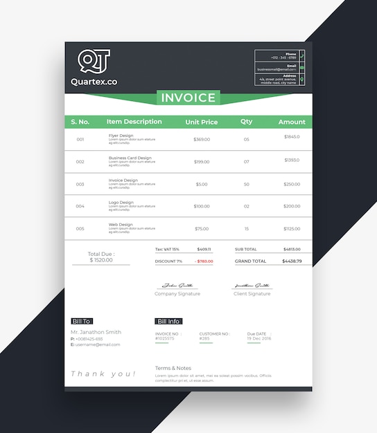Clean Invoice | Invoice template, Invoice template word 