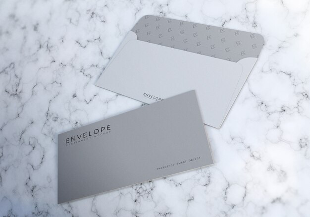 Download Clean monarch envelope mockup with marble texture | Premium PSD File