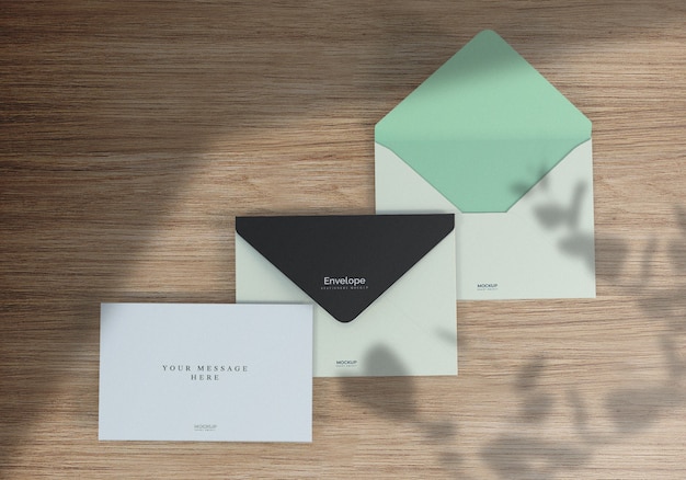 Download Clean realistic envelope mockup and greeting card | Premium PSD File