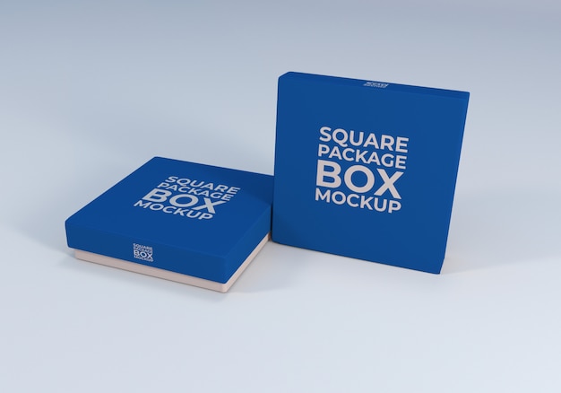 Download Clean realistic square package box mockup | Premium PSD File