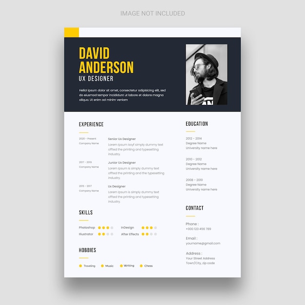 Clean resume or cv design template Free Psd