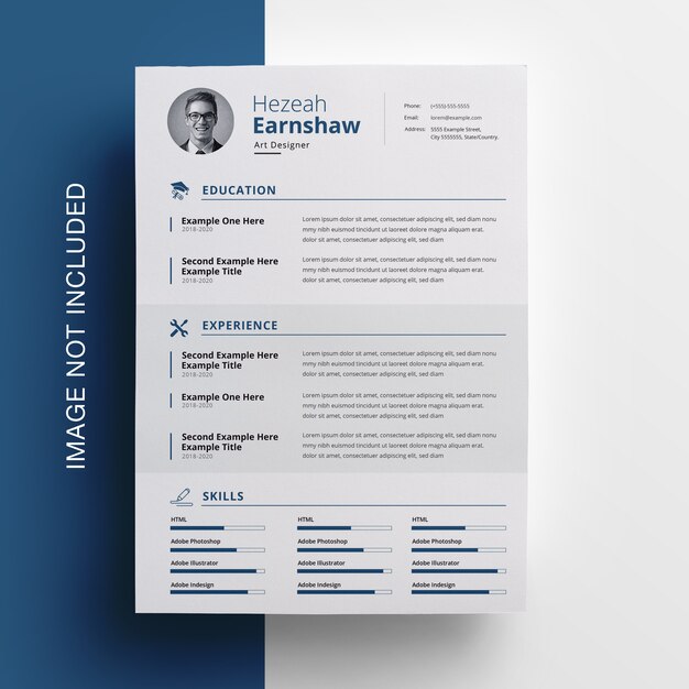 Clean resume with nevy blue accent | Premium PSD File