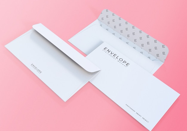 Download Clean white office envelope mockup pink background | Premium PSD File