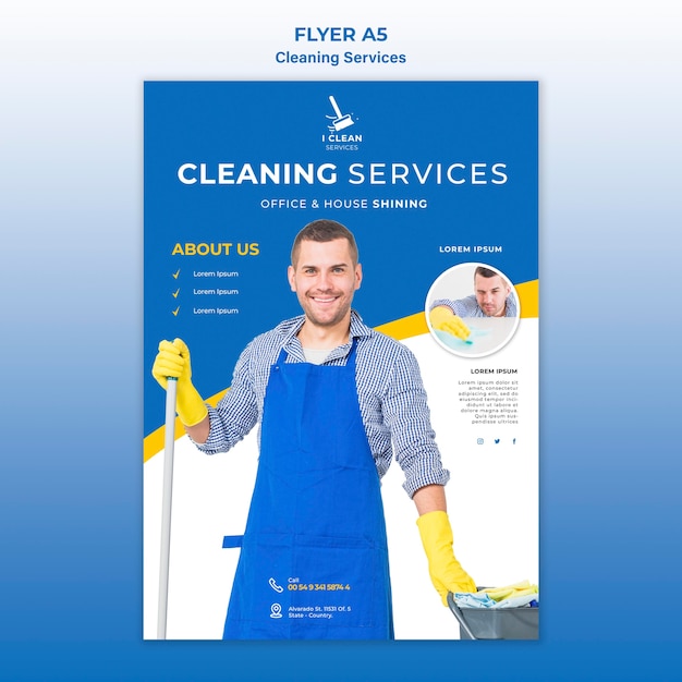 Free PSD Cleaning service concept flyer template