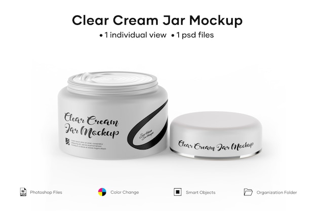 Clear cream jar mockup | Premium PSD File