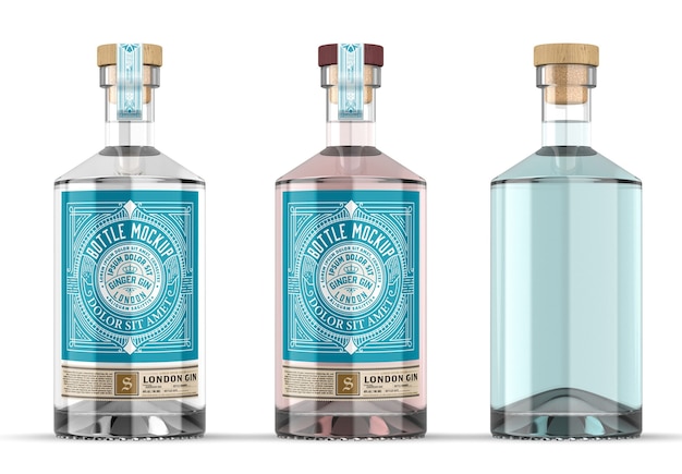 Download Premium Psd Clear Glass Gin Bottle Mockup Isolated