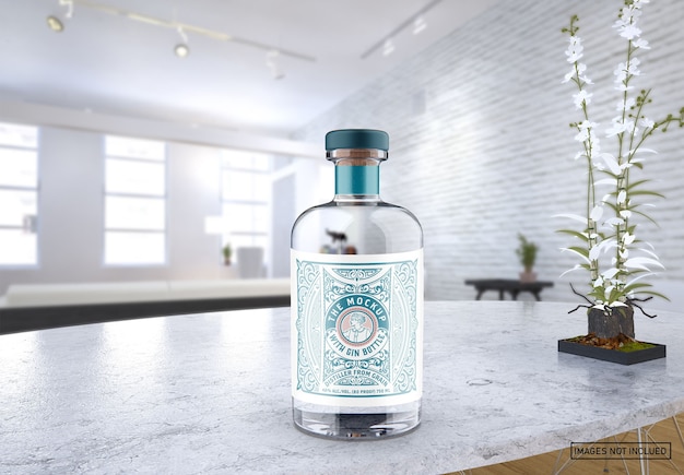 Download Premium Psd Clear Glass Gin Bottle Mockup