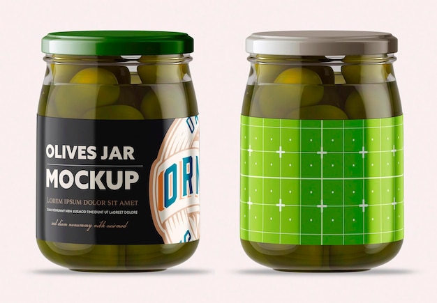 Download Premium Psd Clear Glass Jar With Olives Mockup Design Isolated