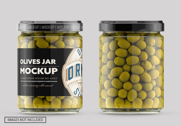 Download Premium PSD | Clear glass jar with olives mockup