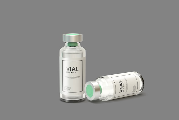Premium PSD | Clear glass medicine vial mockup