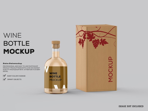 Download Premium Psd Clear Glass White Wine Bottle Mockup