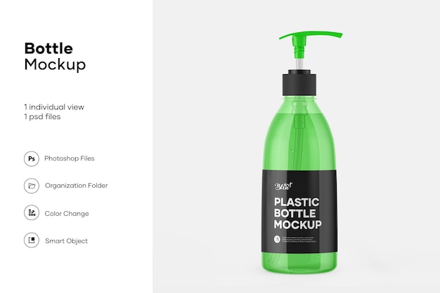 Download Premium PSD | Clear plastic bottle with pump mockup