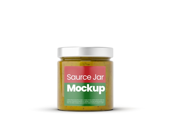 Download Premium Psd Clear Sauce Jar Mockup With Metallic Cap