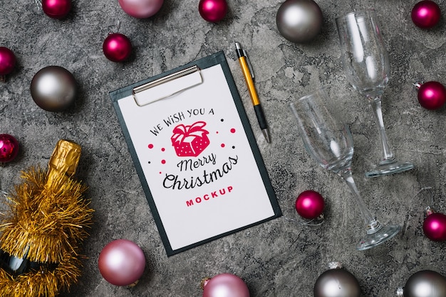 Download Free Psd Clipboard Mockup With Christmas Decoration PSD Mockup Templates