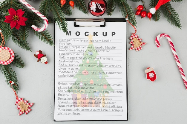 Download Clipboard Mockup With Christmas Decoration Free Psd File PSD Mockup Templates